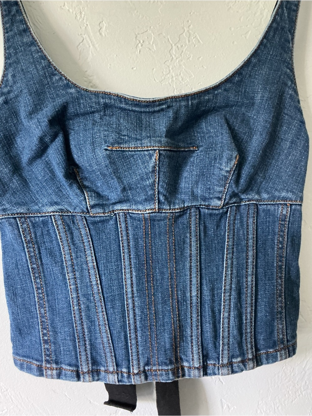 Maeve Denim Corset Tank Top with Tie Back Detail - Picture 3 of 8